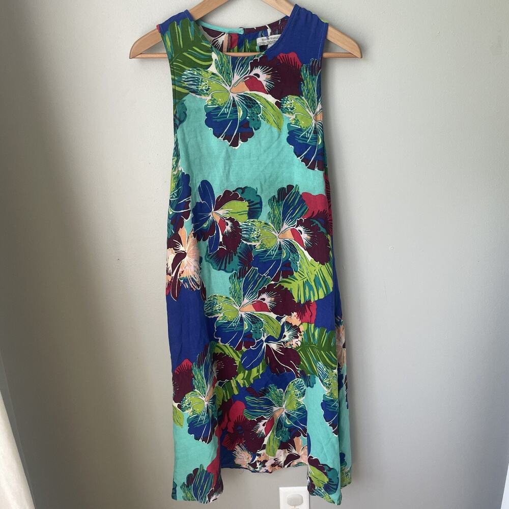 World Market Women Multi Color Abstract Floral Knee Length Swing Dress Size S /M